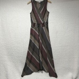 Peyton Jensen Women's Multicolor Stripe Sleeveless Maxi Dress Size S Made In USA